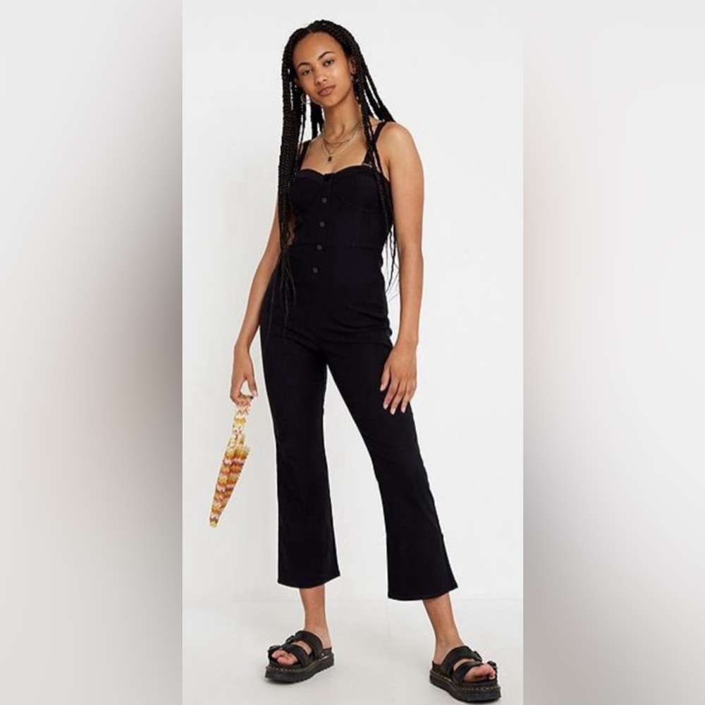 NWT Urban Outfitters Size 2 Black Structured Jumpsuit with Removable Straps